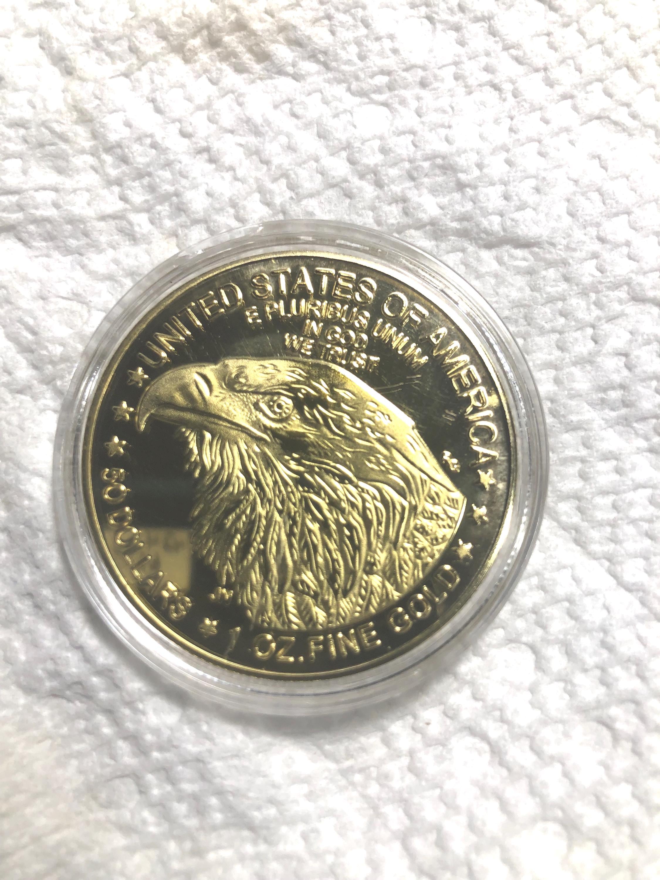1 Oz American Liberty - Eagle Gold Plated Metal “commemorative” Coin - Etsy