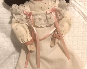 Porcelain Doll 8 1/2" Brown Hair Brown Eyes