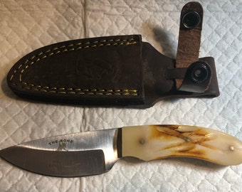 BC 808 6.5" Bone Collector Short Blade Skinning Knife with Leather Sheath