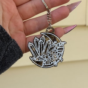 crystal moon keychain | moon keychain | crystal | hippie keychain | boho keychain |witchy keychain | gift for a witch | artsy keychain