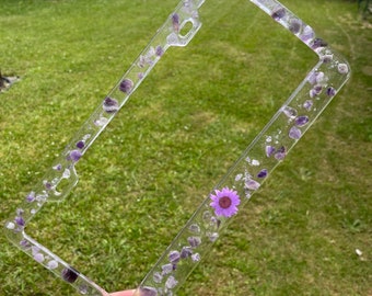 Amethyst license plate frame | amethyst car decor | crystal car decor | witchy car decor