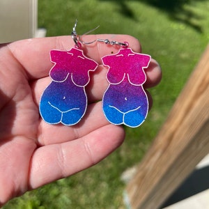 Bisexual Body positive earrings | bisexual pride flag | bisexual jewelry | body positivity earrings