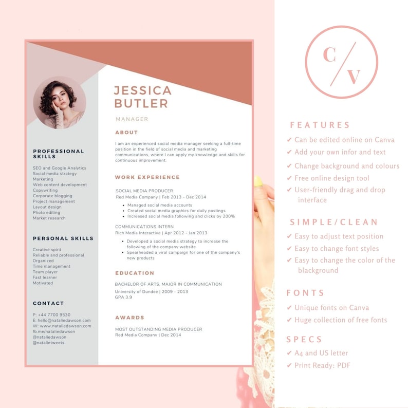 Executive Creative Modern Professional Resume Cv Canva Template for Engineer Developer Cv Template with Photo MANAGER Cv Template