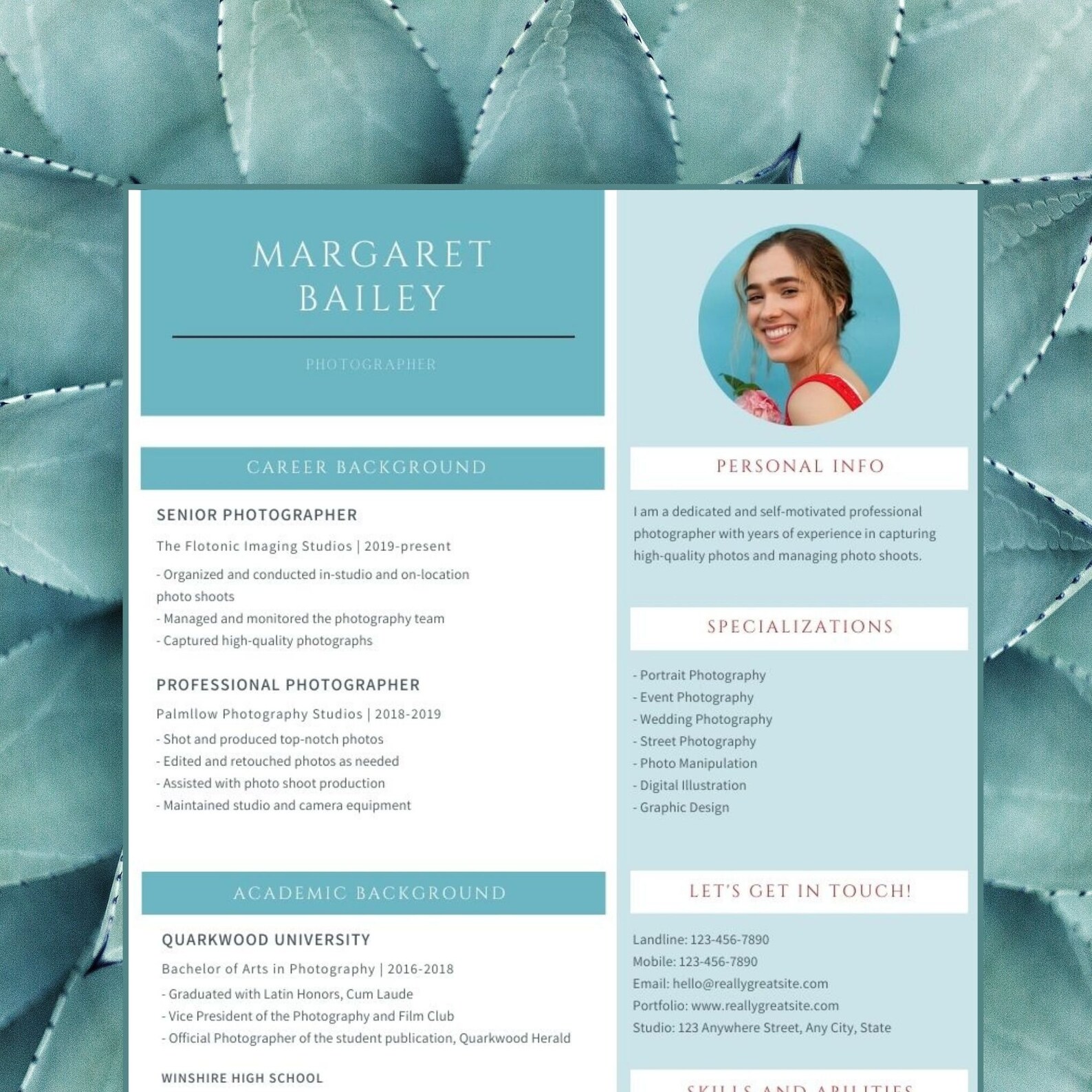 PHOTOGRAPHER CV Template Canva Clean Executive Creative | Etsy