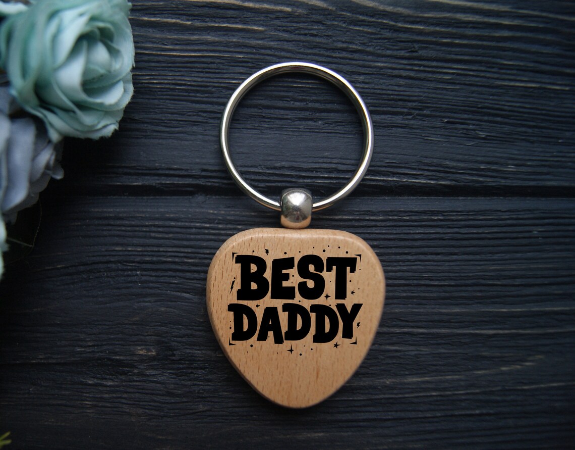 Best Daddy Wood Keychain Custom key ring for father Engraved | Etsy