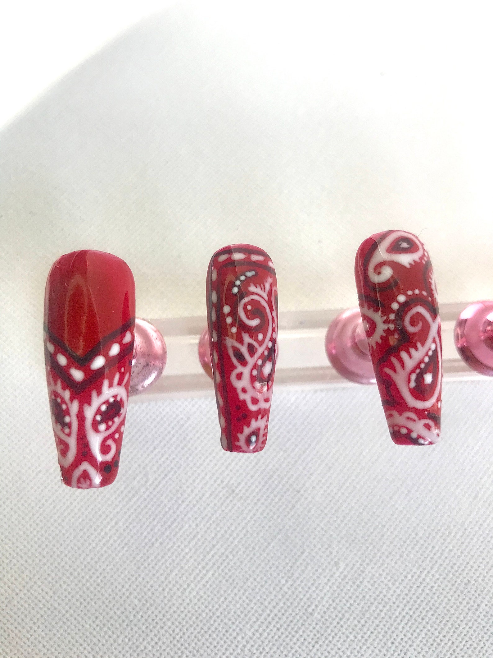 Bandana Nails Other Colours and Shapes Available Etsy
