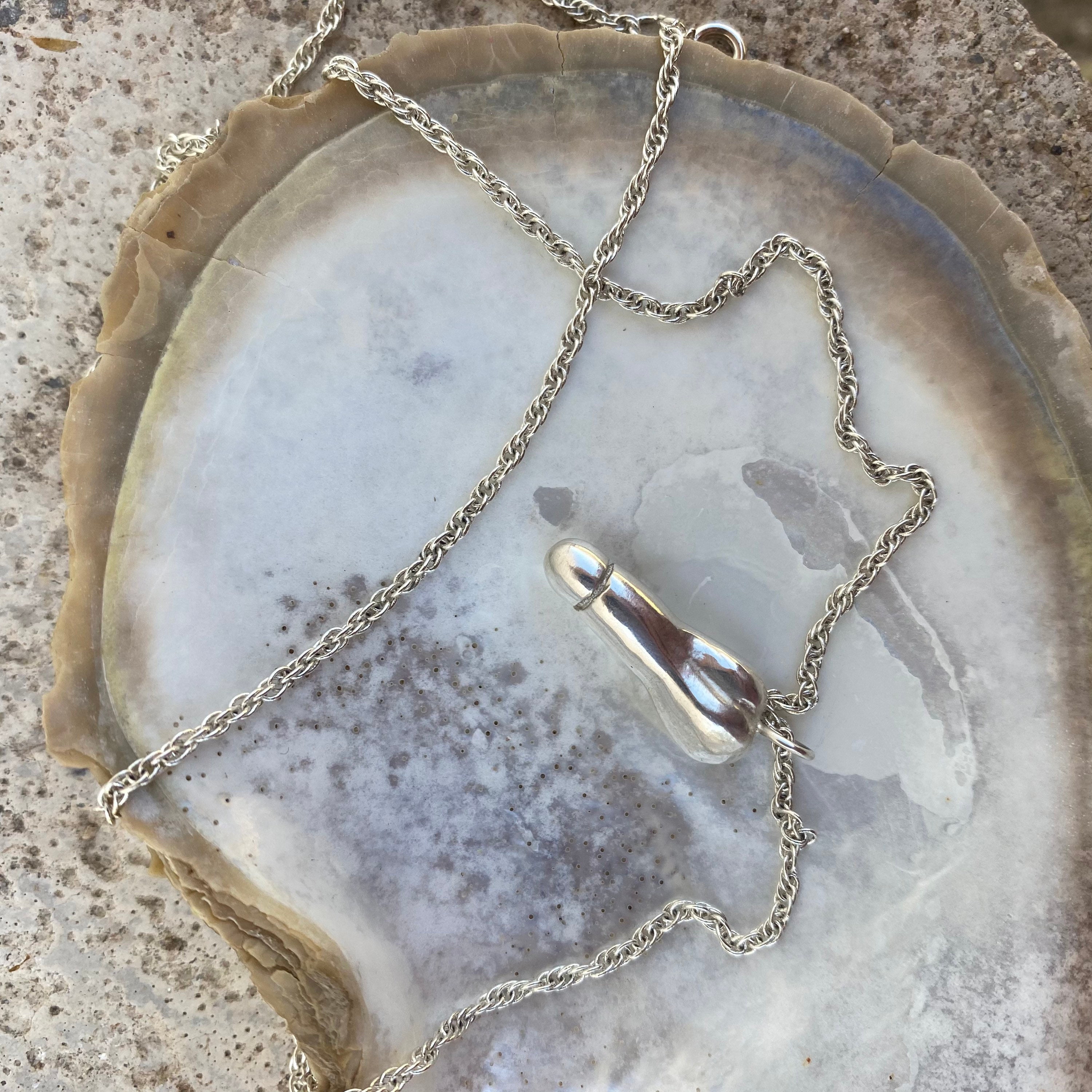 Collana Con Pene In Argento, Regalo Divertente Per Addio Al Celibato O Feste, Modello A1