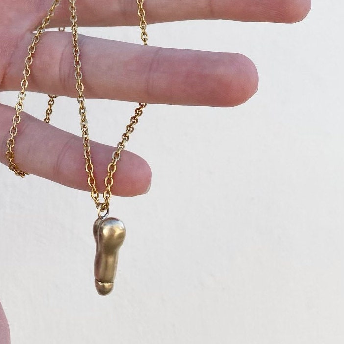 Small Brass Penis Pendant - Small Dick Jewelry - Penis Necklace - Erot –  handscapesjewelry
