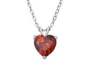 Ruby Heart Solitaire Pendant Necklace