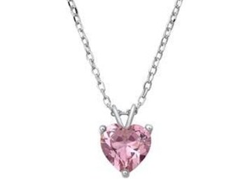 Collana con ciondolo solitario a forma di cuore con zaffiro rosa genuino