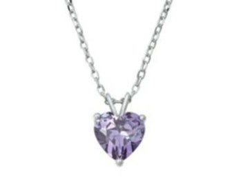 Genuine Amethyst Heart Solitaire Pendant Necklace