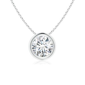 Bezel Set White Sapphire Floating Pendant Necklace