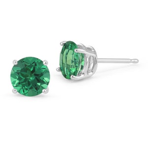 Emerald Stud Earrings in Solid Sterling Silver - Etsy