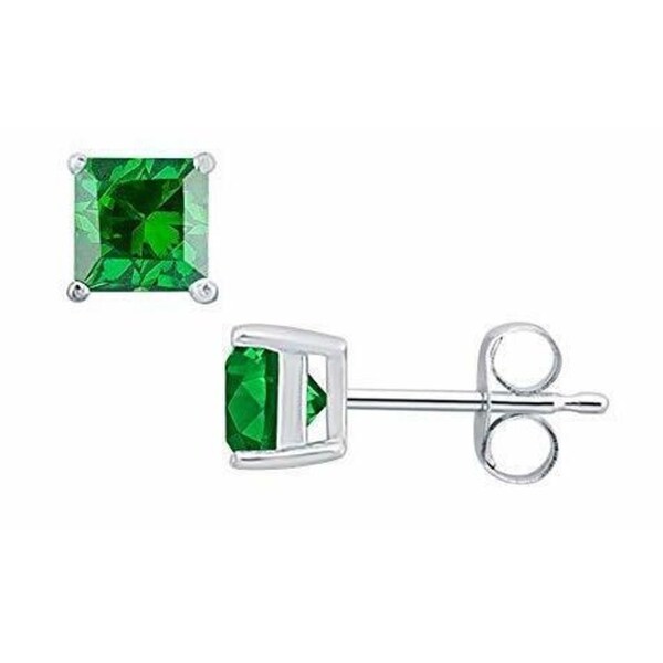 Emerald Princess Stud Earrings in Solid Sterling Silver