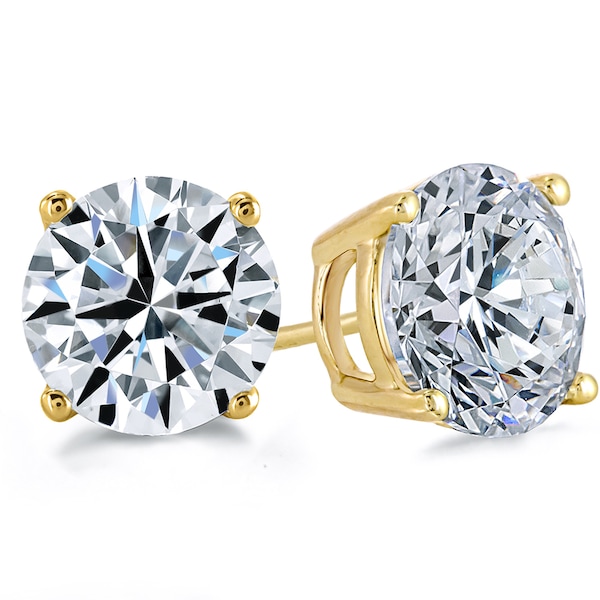 Puces d'oreilles moissanite en or jaune massif 14 carats