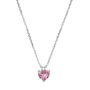 Genuine Pink Sapphire Heart Solitaire Pendant Necklace image 2