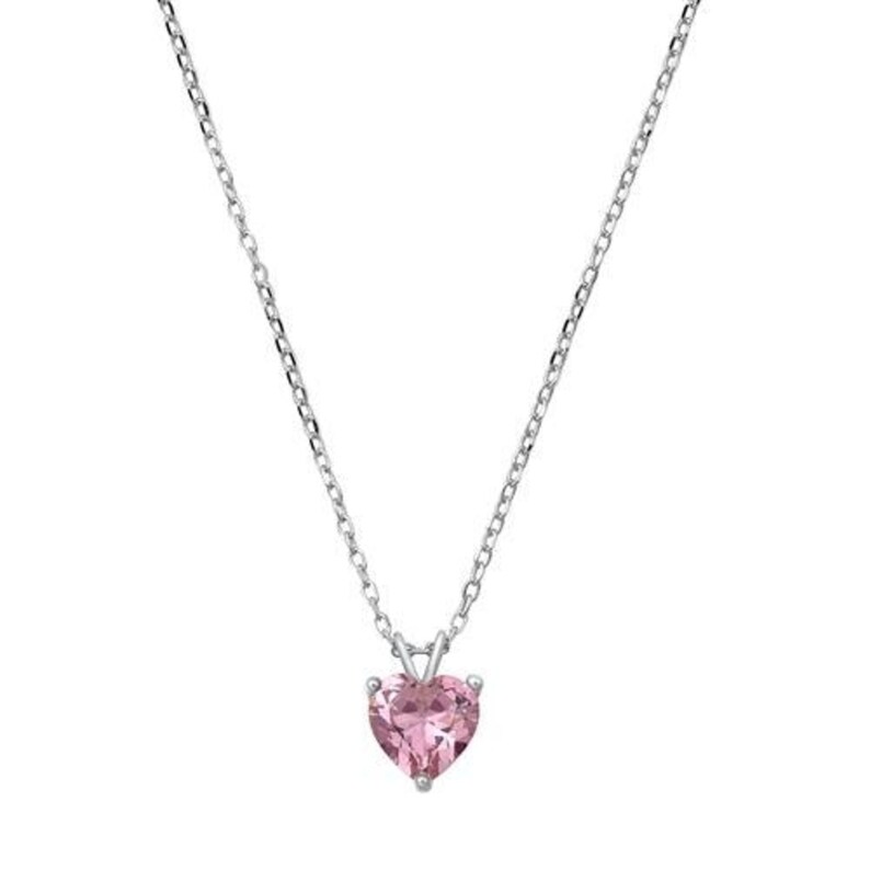Genuine Pink Sapphire Heart Solitaire Pendant Necklace image 1