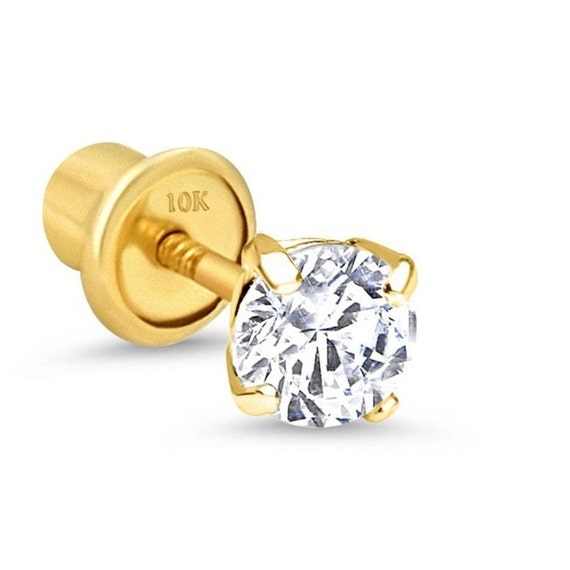 10K Solid White & Yellow Gold Replacement Single Screw Back for Stud  Earrings