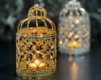 Exquisite birdcage candle holder, European Style Gold Silver Ornaments, Iron Home Decoration, Openwork pattern plating, Ambient ornament.