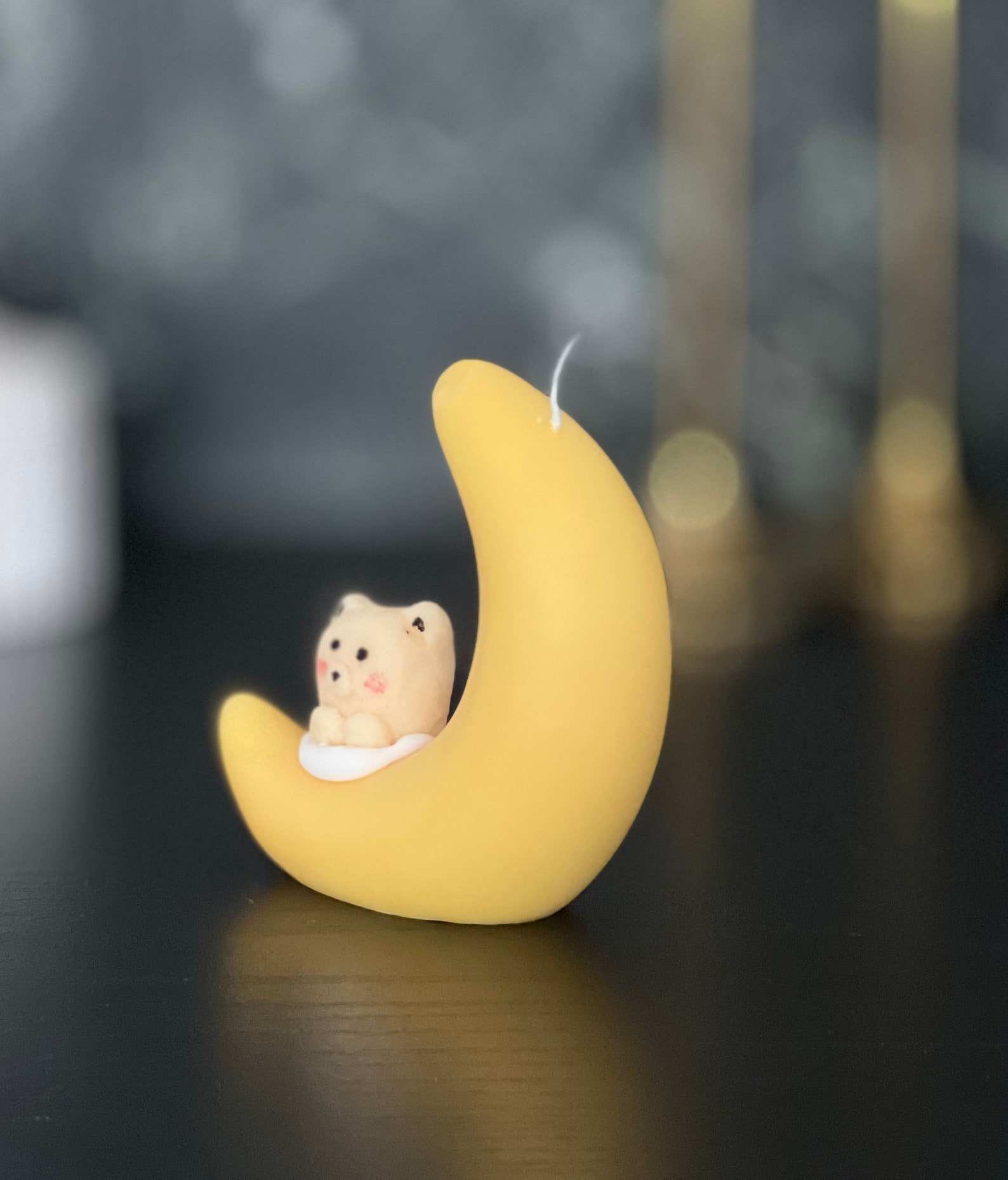 Moon and Black Cat Candle Romantic Crescent Moon Candles Etsy