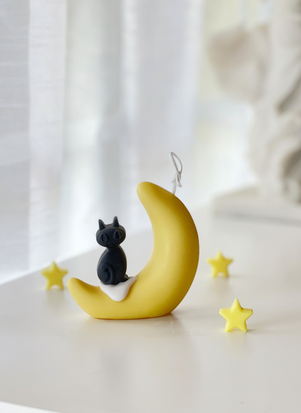 Moon and Black Cat Candle Romantic Crescent Moon Candles Etsy