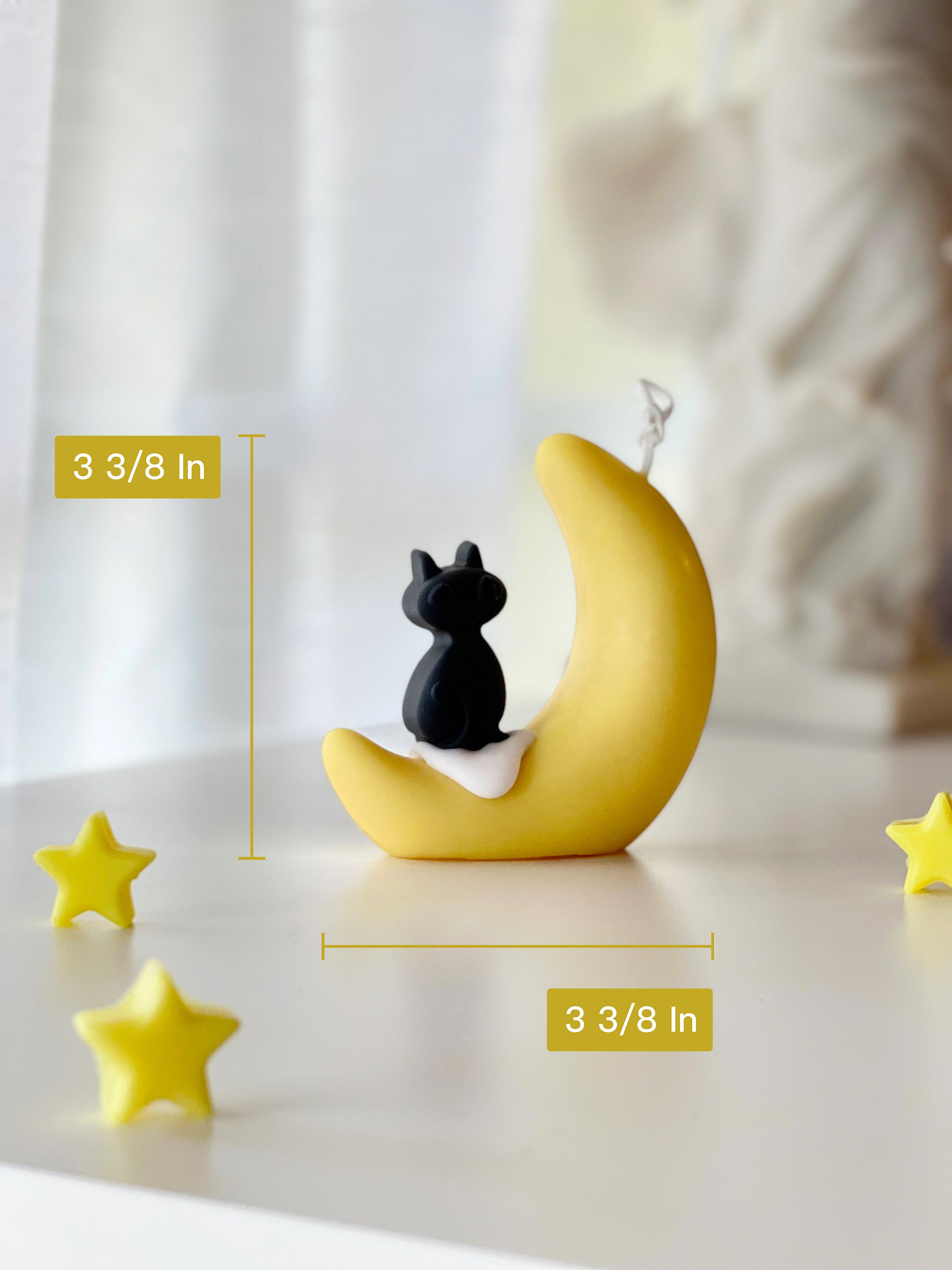 Moon and Black Cat Candle Romantic Crescent Moon Candles Etsy