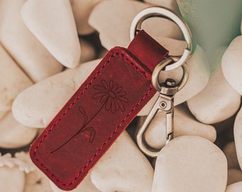 Personalized Birth Flower Keychain for Christmas, Mom gift from Daughter, Birth Month Gift for mom, Mother's day gift for aunts