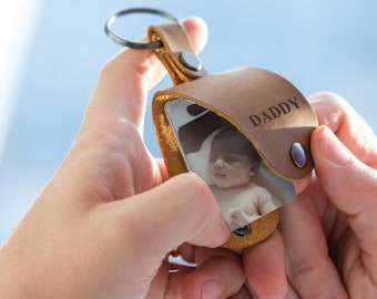 Personalized Photo Keychain for Christmas gift, Gift from daughter, Gift for dad from kids, Gift from wife,Picture engraved keychain,