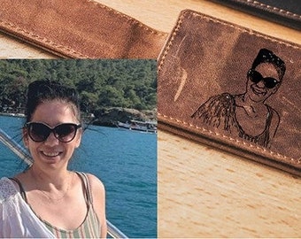 Personalized Photo engraved  Money Clip  for Valentines Day, Picture Money Clip, Engraved Custom Picture Leather Men Wallet,Gift for Dad