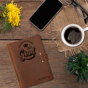 Genuine Leather Vintage Journal, REFILLABLE Personalized - Custom Photo Picture Engraved A5 Notebook gift For Graduation, Handwriting gift