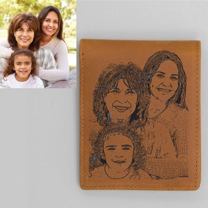 Personalized Photo Engraved Leather Wallet, Anniversary Gift for him, Men Wallet, Custom Bifold Wallet, Valentines day gift for boyfriend
