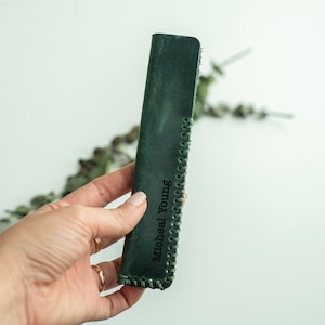 Personalized Engraved Leather Pen Case,Custom Pen Holder, Best Father&#39;s day gift for Dad from wife,Leather Pencil Pouch, Leather Pen Holder