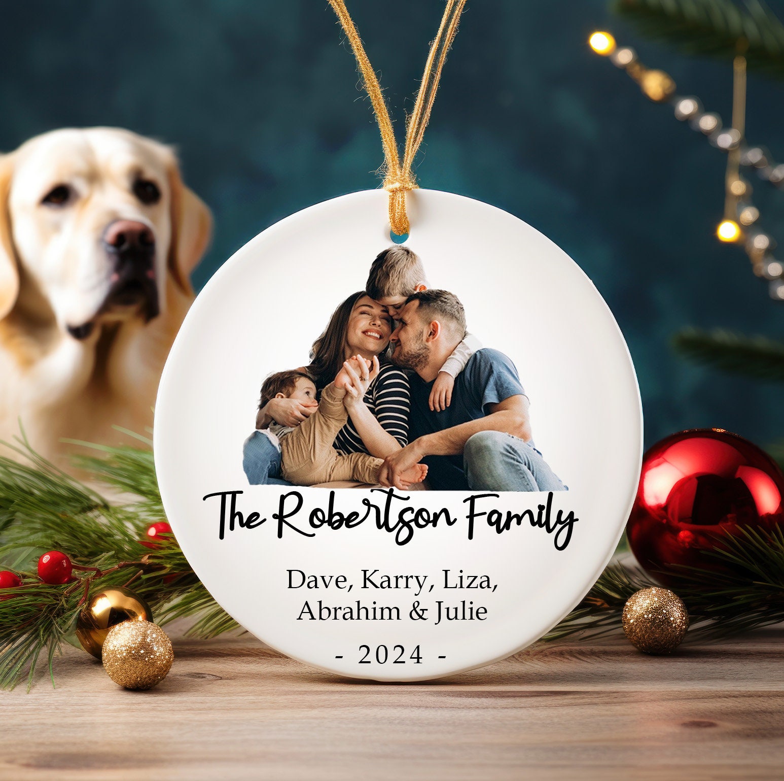 Personalized Family Christmas Photo Ornament - Custom Picture Name Family Keepsake - Family Ornament- Family Ornament