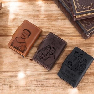 Portafoglio in pelle minimalista per lui, portafoglio sottile con carta di credito pop-up, regalo per Natale, portafoglio, regalo per papà, anniversario, regalo per papà