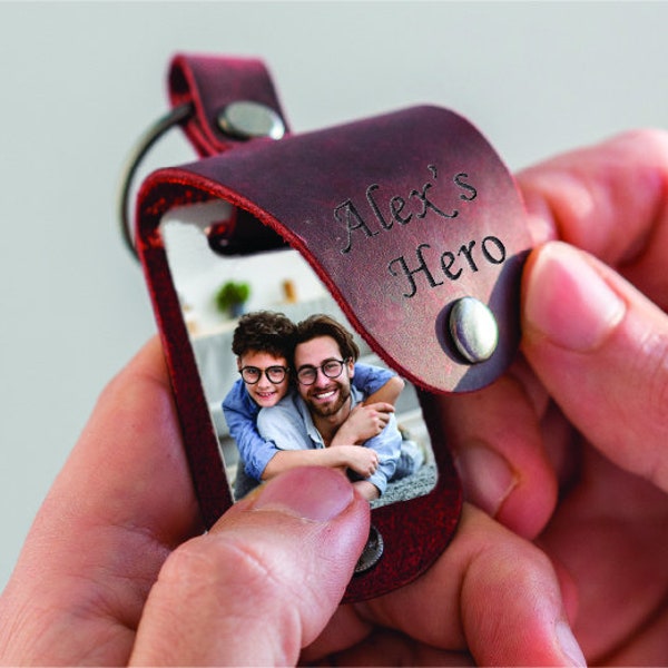 Personalized Photo Keychain for Father's Day, Gift from daughter, Gift for dad from kids wife,Picture engraved keychain, Grandpa gift