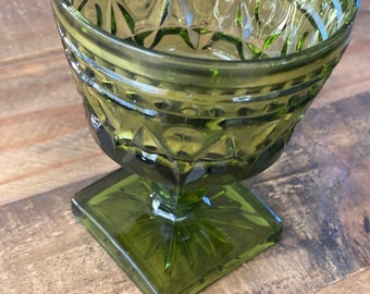 Indiana Glass Park Colony Lane vintage avocado green goblets large