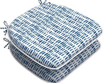 Indoor/Outdoor Chair Cushions Seat Cushion with Ties, Patio Chair Pad 16" x 17"for Furniture Garden Home Kitchen Decoration Pebble Blue