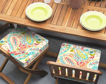 Patio Chair Cushions 19 x 19 x 3 Inch, Outdoor Cushions for Patio Furniture, Seat Cushions For Garden Sofa Couch, Set of 2, Pretty Paisley