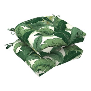 Wicker Seat Cushion Decorative Tufted U-Shaped Chair Pads for Patio Garden Home Office Indoor/Outdoor Set of 2, 19x19x5, Swaying Green image 1
