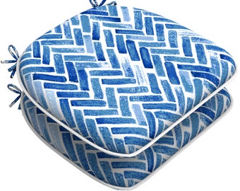 Indoor/Outdoor Chair Cushions Seat Cushion with Ties, Patio Chair Pad 16" x 17"for Furniture Garden Home Kitchen Decoration Blue Bricks