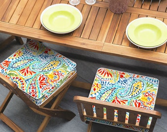 Patio Chair Cushions 19 x 19 x 3 Inch, Outdoor Cushions for Patio Furniture, Seat Cushions For Garden Sofa Couch, Set of 2, Paisley Multi