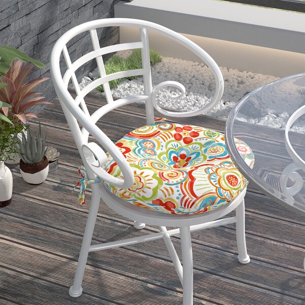 Sunbrella Round Bistro Chair Pad Cushion – 1.75" Thick With Ties, Custom Made