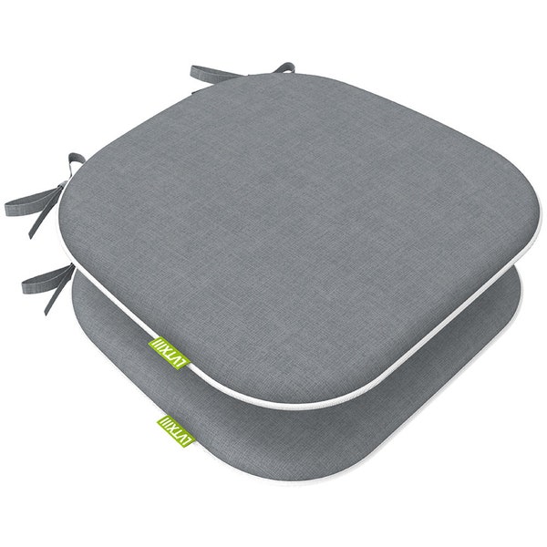 Indoor/Outdoor Chair Cushions Seat Cushion with Ties, Patio Chair Pads 16" x 17"for Furniture Garden Kitchen Decoration Textured Grey