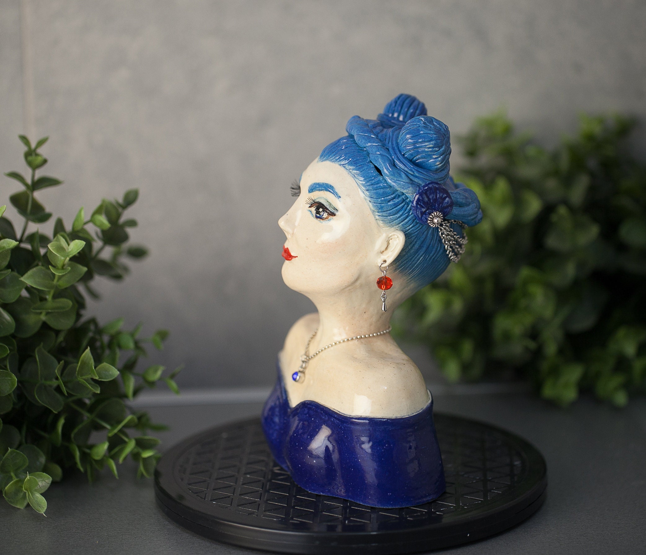 Lady Head Vase. Female ceramic bust planter statue vase Etsy