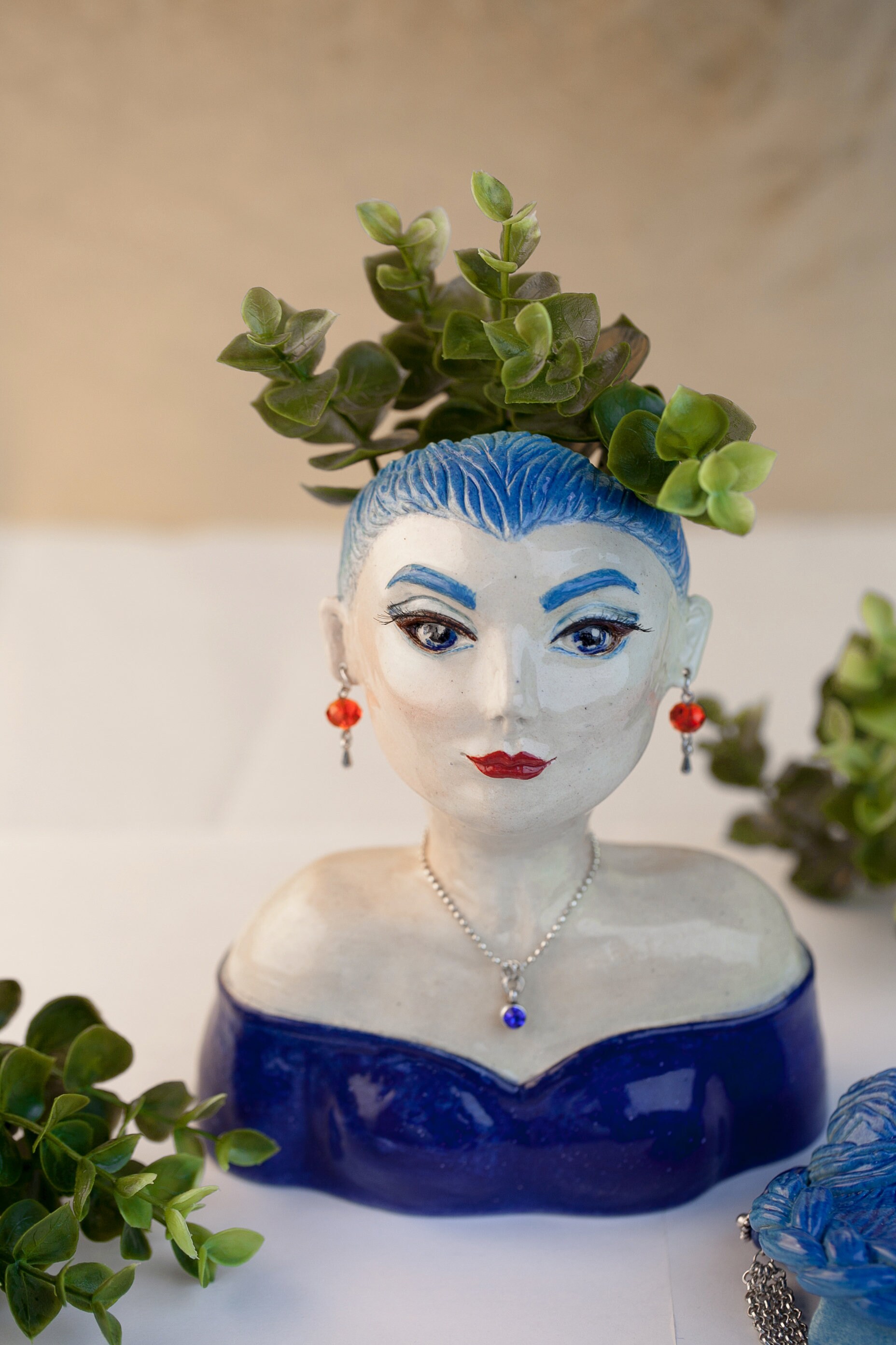 Lady Head Vase. Female ceramic bust planter statue vase Etsy