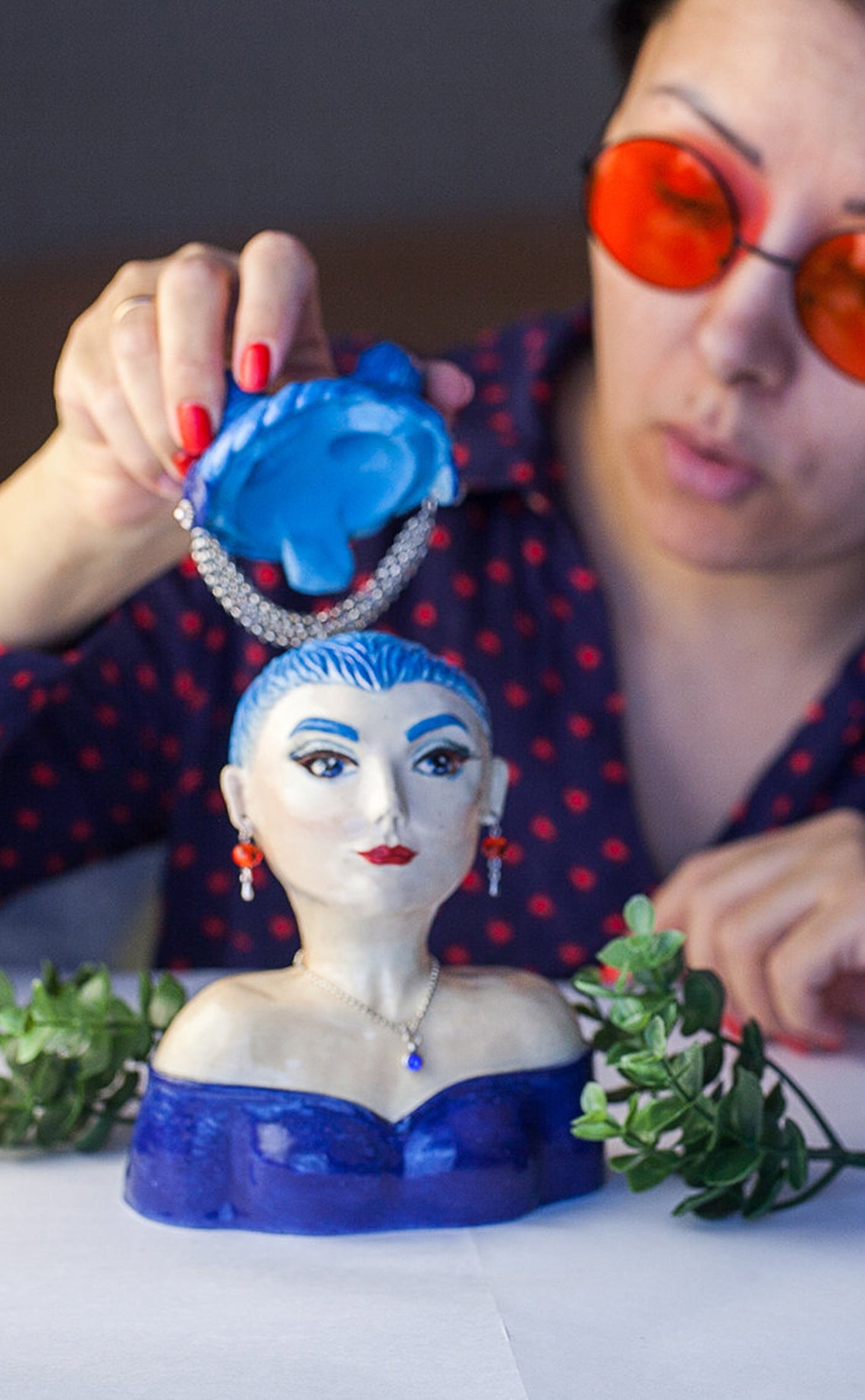 Female bust planter statue vase ceramic jewelry bust womens Etsy