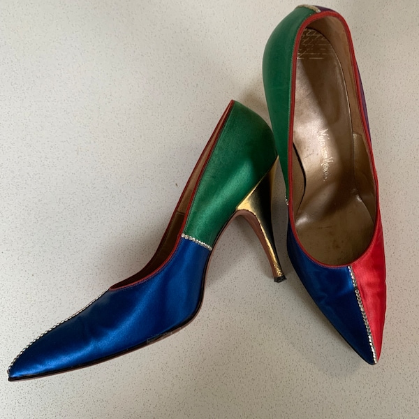 David Evins 1950's silk satin pumps