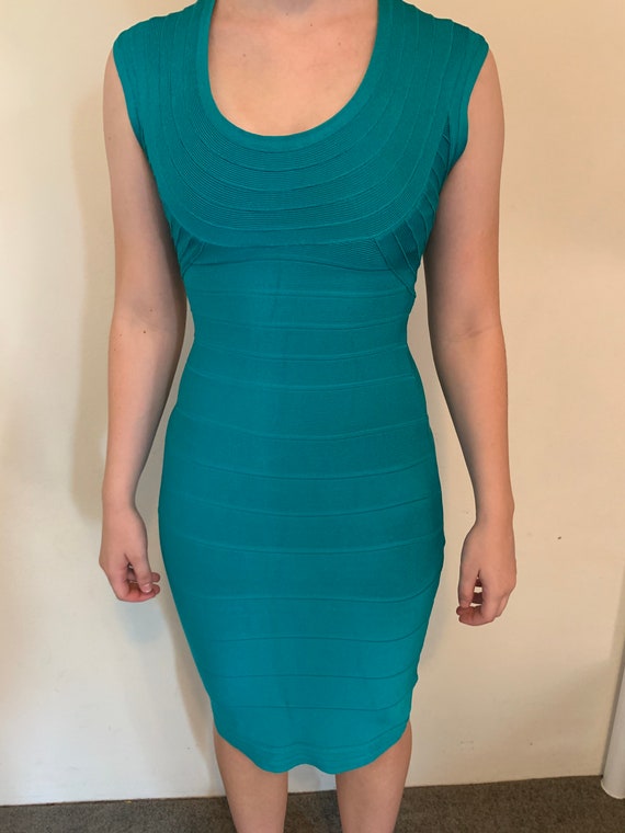 Herve Leger Blue Bandage Bodycon Dress ...