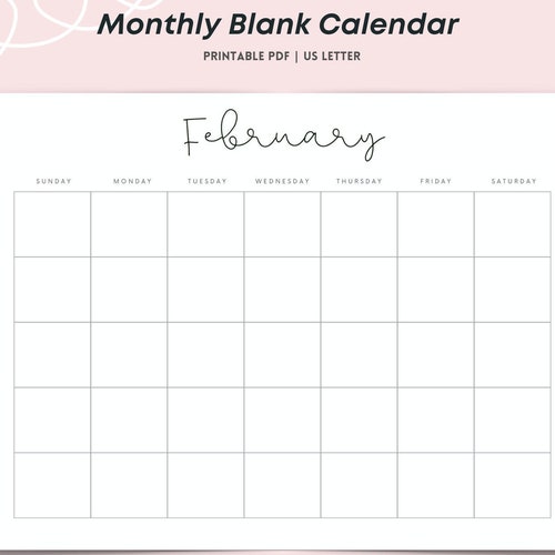 monthly blank calendar simple calendar 11 x 8 5 inches etsy australia