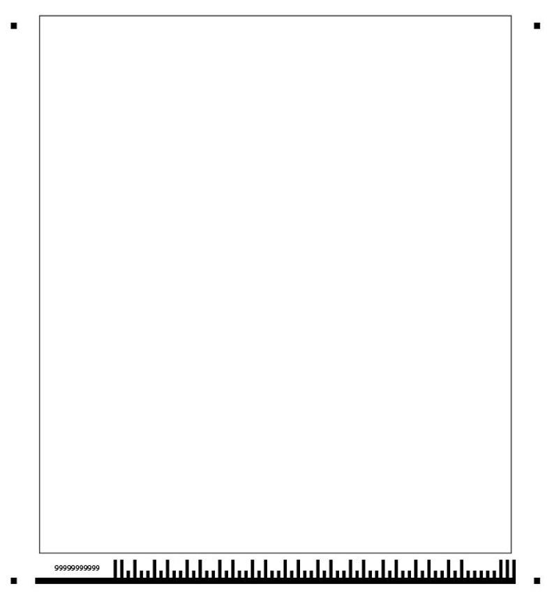 Peut inclure: Image rectangulaire blanche avec une bordure noire et une r&egrave;gle noire le long du bord inf&eacute;rieur. La r&egrave;gle comporte des marques et le nombre "9999999999" au d&eacute;but. Des rep&egrave;res d'angle noirs sont pr&eacute;sents.